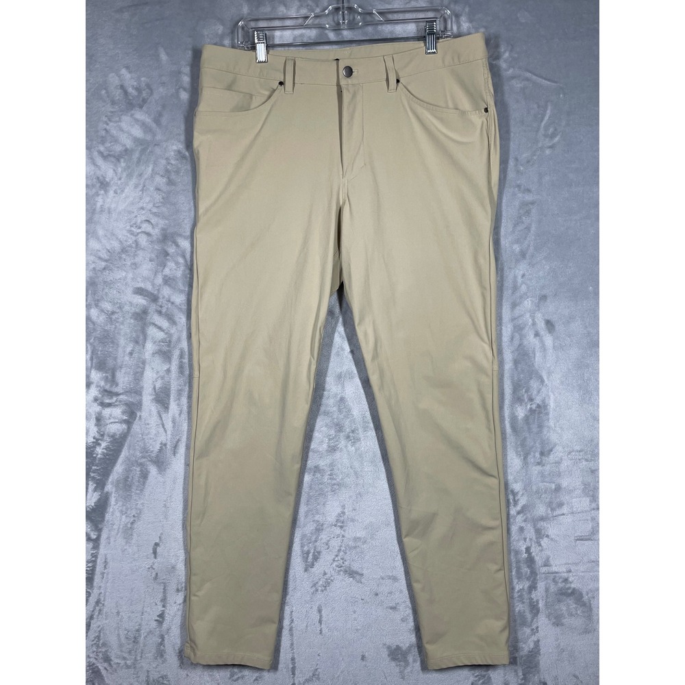 Lululemon Commission Slim Fit Pant Tan Khaki LM5ADAS Mens 36 Warpstreme Chino